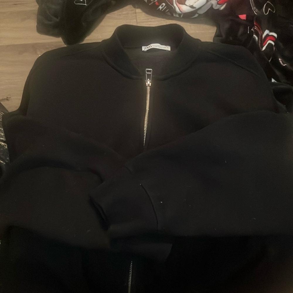 Zara Classic Black Bomber Jacket